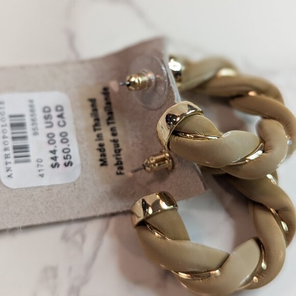 Anthropologie Faux-Leather Twist Hoop Earrings - Picture 6 of 6